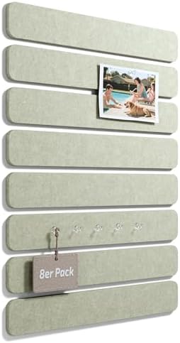 Fluxynara 33 X 5 cm Filz Pinnwand, 8er-set Wandpaneele Selbstklebend | Korkwand-Alternative mit Pinnnadeln und Klebepads für Fotos, Notizen und Dekoration im Homeoffice und Büro, S