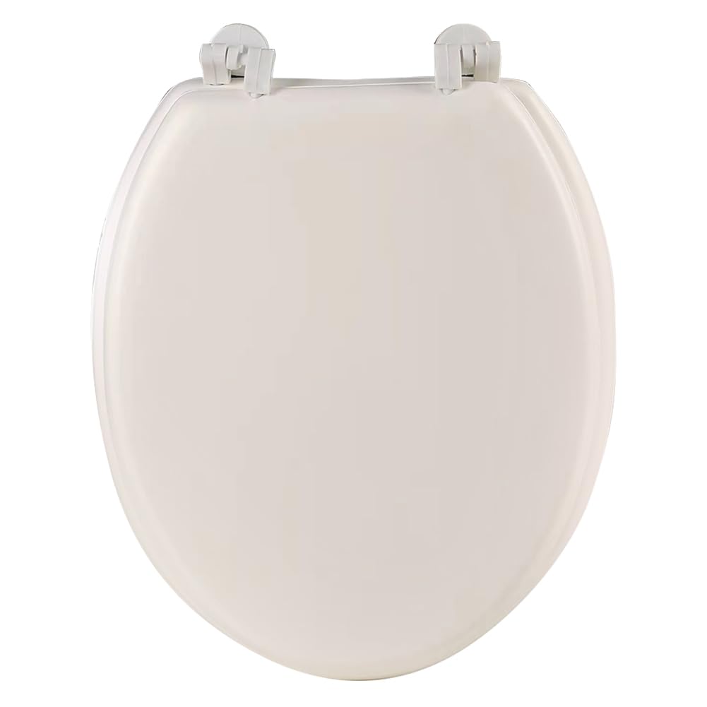 White Round Soft Close Toilet Seat Comfortable Oval Thicken Round Cushion Quick-Release Bathroom Replacement Cover Seats For Bathroom Seats Standard Toilets (White)