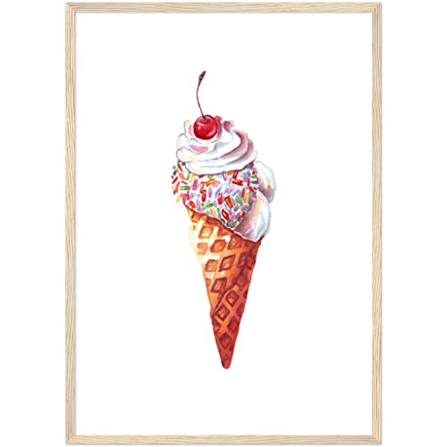 Crème glacée art encadré bois pour ambiance salon et café moderne