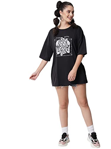 Image of KOTTY Women's Oversized T-Shirts | Cotton Blend||Stylish Prints & Solids||Long Length||Loose fit