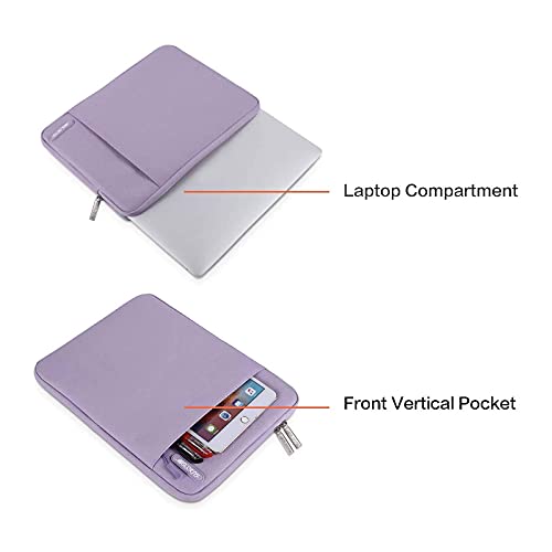Mosiso Laptop Sleeve Bag Compatible With Macbook Air 13 Inch M2 A2681 M1 A2337 A2179 A1932/Pro 13 M2 M1 A2338 A2251 A2289 A2159 A1989 A1706 A1708, Polyester Vertical Case With Pocket, Light Purple #TOP3