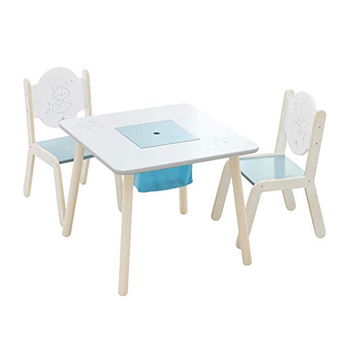 Labebe Meubles Bois, Table Enfants ou Bureau Fille - Oiseau blanc pour 1-5 ans Bébé, Filles et Garçons, Meuble Enfant/Petit Bureau Enfant Fille/Jouet Table et Chaise Enfant/Mobilier Enfant