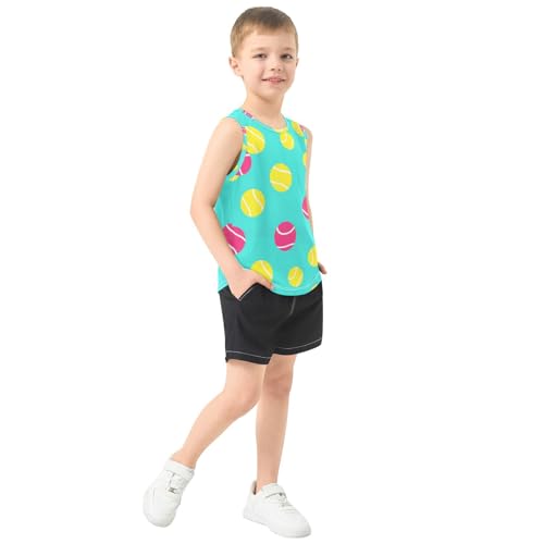 J JOYSAY Tennis Ball Pink Yellow Boys Tank Top Sleeveless Muscle Shirts Quick Dry Workout Sport Active Kids T-Shirts 3-15T4