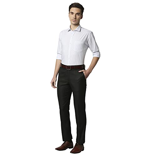 Image of Park Avenue Men's Pure Cotton Stripe Pattern Slim Fit Semi Cutaway Collar Full Sleeve Formal Shirt