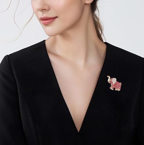 Image of Rhinestone Pink Elephant Brooches for Women Cute Animal Pet Elephant Pin Collar Dress Hat Broach Birthday Holiday Gifts Fashion Accessories Jewelry
