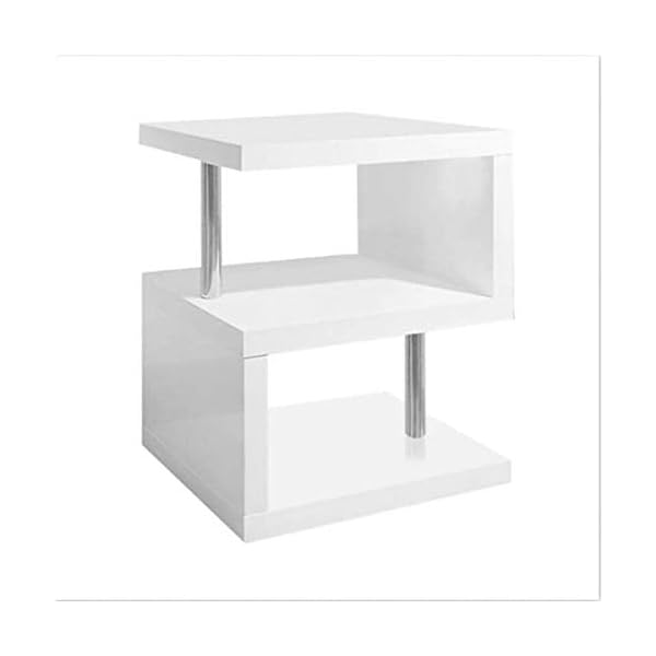 YOLEO Coffee Table Side Table for Living Room Modern White High Gloss End Table with 2 Tier Storage Shelves and Blue LED Light - Image 8