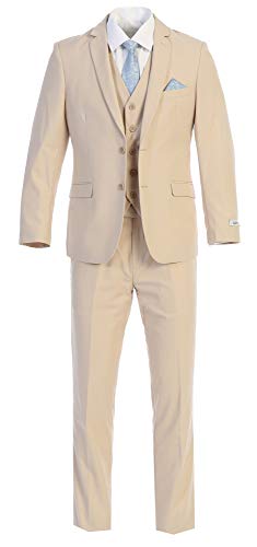 King Formal Wear Men's Slim Fit Two Button Three Piece Suit (Light Tan, 42Regular)