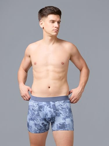 Image of TECHNOSPORT Men's Colorblock Trunks Underwear with ElastoLITE 4 Way Stretch Lightweight Breathable Moisture Wicking Soft Anti Odour Anti Microbial Comfort Fit Boxer Briefs Innerwear for Men