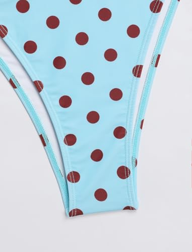 Image of ZAFUL Women's Polka Dot Bikini Set Double Layer Halter Swimsuit Colorblock Side Tie 2 Piece Bathing Suit