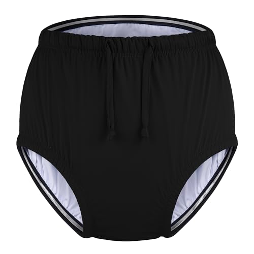 Codida Special Needs Reusable Swim Diaper Waterproof & Leakproof Incontinence Swimwear for Toddler Youth & Adult Unisex Cloth Diaper Cover (Black L)