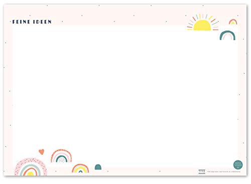 TYSK Design Schreibtischunterlage Regenbogen Blanko (Design wählbar) Tischunterlage aus Papier zum Abreißen DIN A3 To Do Liste Notizblock Wochenplaner