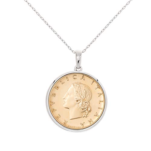Miabella 925 Sterling Silver Italian Genuine 20-Lira Medallion Coin Chain Pendant Necklace for Women 18 Inch Made in Italy3