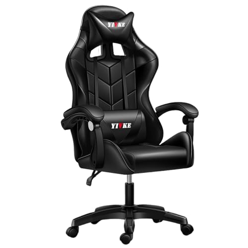 Yivke Ergonomic Gaming Chair Racing Style Adjustable Height High-Back PC Computer Chair with Headrest and Lumbar Support Executive Office Chair (Black)