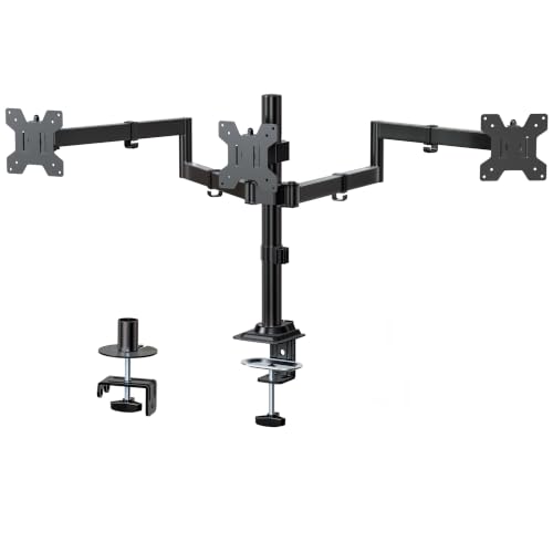 Image of WALI Triple Monitor Mount, Three Desk Mount Fits 13-27in Screens,Holds up to 22lbs, Multiple Monitor Stand with Tilt, Swivel, Rotation, VESA 75x75,100x100mm(M003S), Black