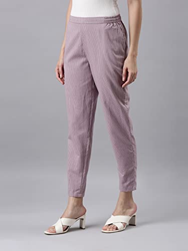Image of GO COLORS Solid Soft Cotton Printed Pencil Pant for Women | Breathable, Side Pocket