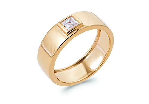 Bague en Plaqué Or 18 carats pour femme avec anneau et cristal zirconium carré