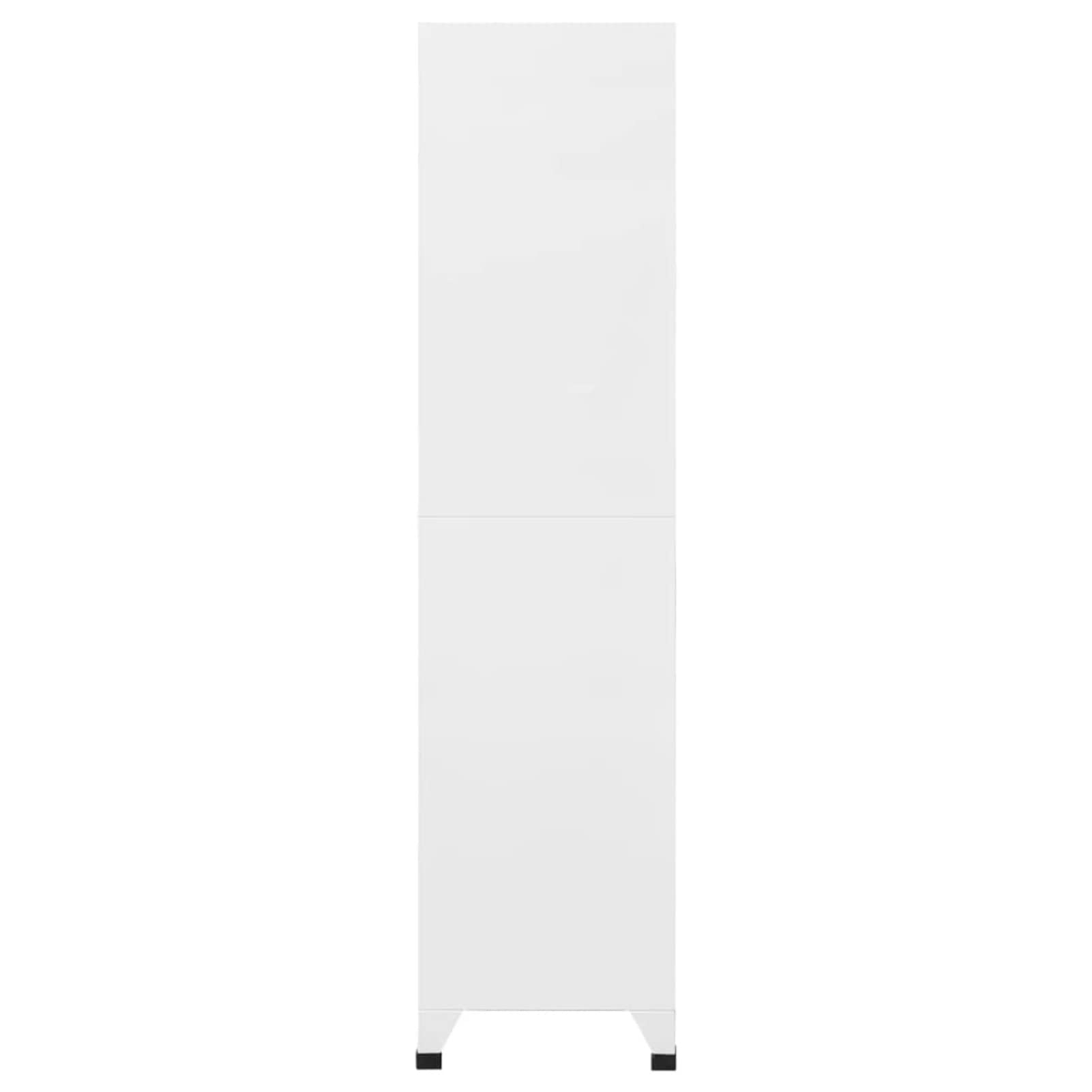 Armadietto con Serratura, 6 Scomparti con Gancio e Prese d'Aria, 90x45x180 cm in Acciaio Bianco, per scuole e uffici