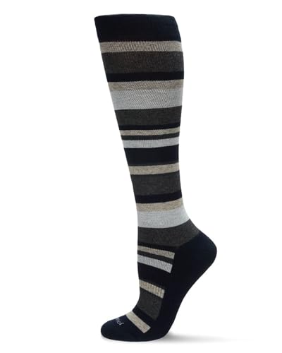 MeMoi Unisex Multi Striped Cotton Blend 15-20mmHg Graduated Compression Socks Blue 10-13