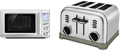 Breville Combi Wave 3-in-1 Microwave, Air Fryer, and Toaster Oven, Brushed Stainless Steel, BMO870BSS1BUC1 & Cuisinart CPT-180P1 Metal Classic 4-Slice Toaster, Brushed Stainless