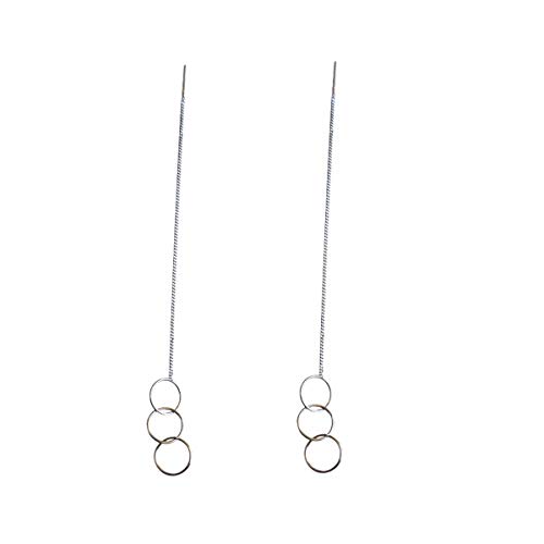 SLUYNZ 925 Sterling Silver Tri Circles Drop Dangle Earrings for Women Teen Girls Threader Earrings Chain Tassel Earrings (Tri-Circles Dangel Earrings)