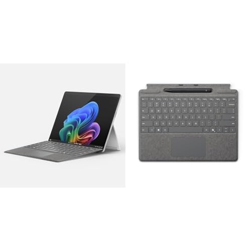 Microsoft Surface Pro 2-in-1 Laptop/Tablet (2024) Windows 11 Copilot+PC 13” Touchscreen Display - Snapdragon X Plus - 16GB RAM – 256 GB Storage - Platinum + Surface Pro Keyboard with Slim Pen 2 Bundle