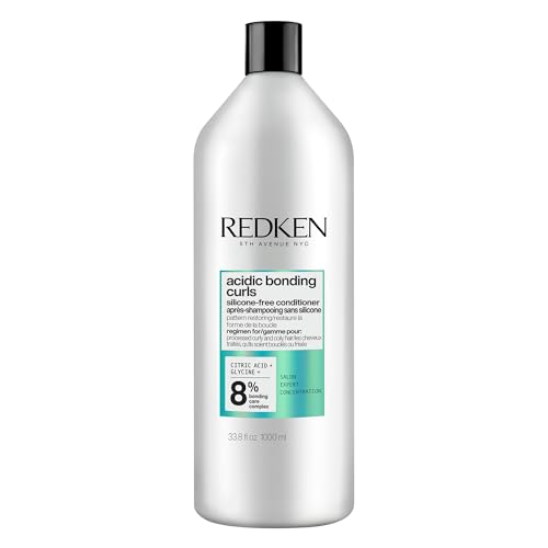 Redken Acidic Bonding Curls Silicone-Free Conditioner | For Coily and Curly Hair | Build Bonds and Repair Curl Strength | With Curl-Bond Technology & Coconut Oil | Liter