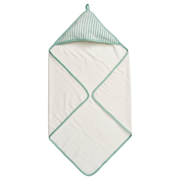 ProTuning LEN Asciugamano bambino con cappuccio, motivo bianco/blu/strisce, 80x80 cm