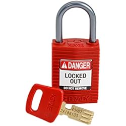 Candado Brady Rojo Brady CPT-RED-25AL-KD Candado SafeKey, rojo, 2.6 pulgadas de alto x 1.25 pulgadas de ancho x 0.75 pulgadas de profundidad
