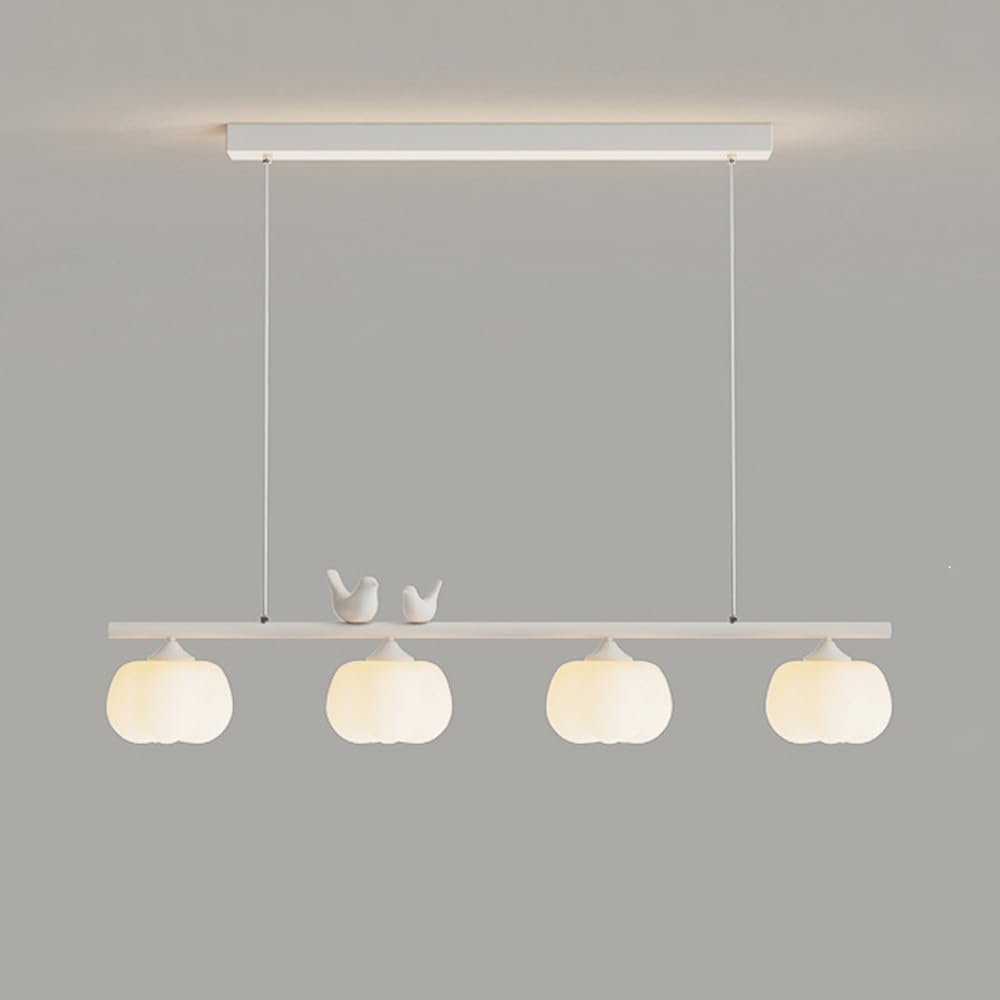 Lustre linéaire LED à intensité variable avec 4 suspensions en fleur
