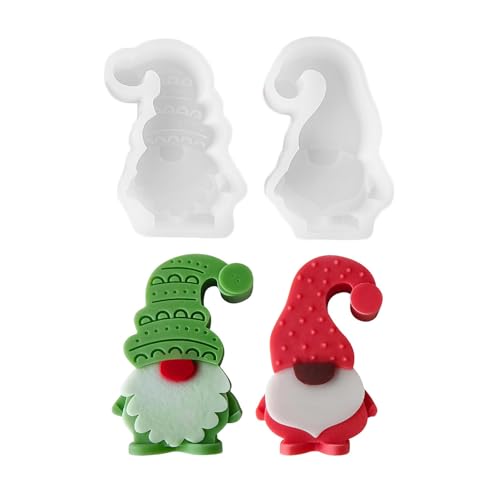 Xidmold 2Pcs Christmas Gnome Candle Soap Molds, Faceless Santa Claus Resin Molds, Christmas Silicone Mold for Soy Wax Candle, Soap, Epoxy Resin, Plaster, Xmas Ornament