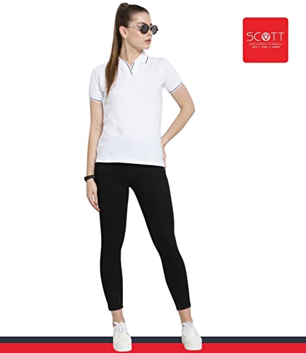 Image of Scott International Women's Regular Fit 100% Pure Organic Cotton Polo T-Shirt | Womens Polo Collar Neck T-Shirt | Cotton Plain Polo Neck Half Sleeve T-Shirt | Tshirts for Women