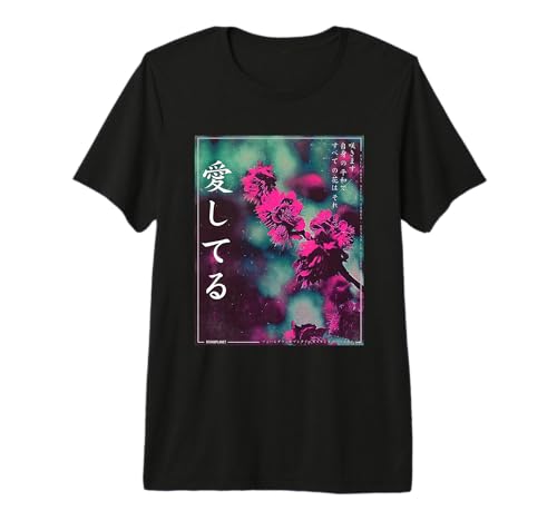 Vaporwave Retro Vibes Flower in Japanese Grunge Aesthetic Premium T-Shirt