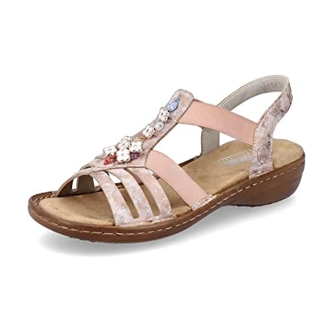 Rieker Women Sandals 60855, Ladies Strappy Sandals,Summer Shoe,Summer Sandal,Comfortable,Flat,Pink (rosa / 31),42 EU / 8 UK Cover