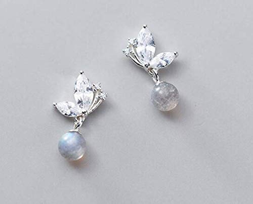 Boucles d'oreilles lune papillon diamant S925 cadeau idéal - 3