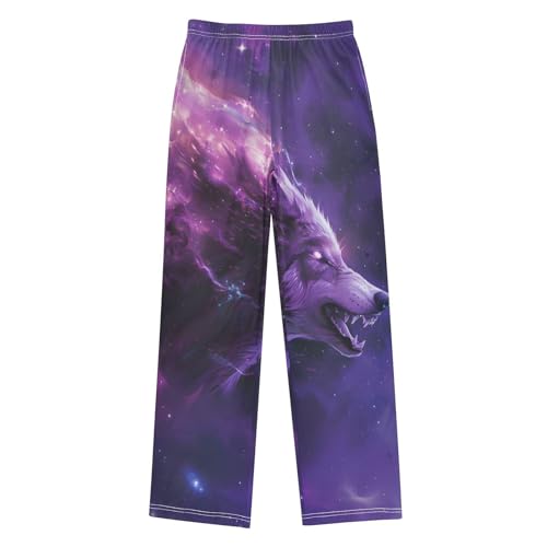 Pajama Pants Wolf with Purple Nebula Long Sleep Pants Lounge Bottoms
