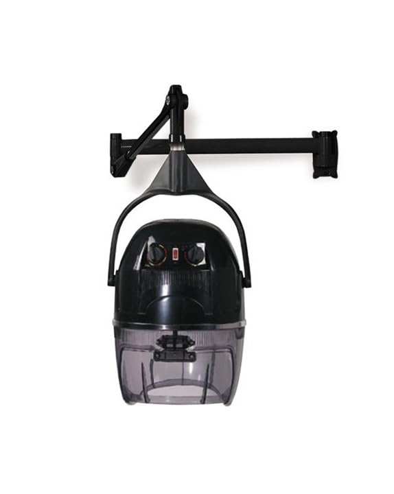 Secador de Casco de Peluquería de Pared, 2 Velocidades, Negro, 230 V, 1000 W