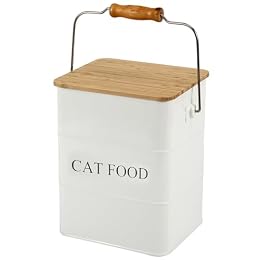 Yomjarl Farmhouse Cat Food Storage Container,6L Cat Food Canisters,Pet Foods Container Hold 5~6lbs Cat Food Treats,Airtight Cats food Storage with Lid and Scoop,Kibble Containers Countertop-White