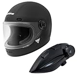 コミネ(KOMINE) HK-190 ネオレトロフルフェイスヘルメット + KK-902 モーターサイクルインターカム Mat Black XL