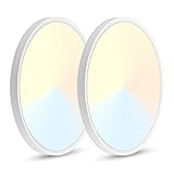DELight 2 Pack 15.8 Inch Flush Mount LED Ceiling Light 32W 3400LM, 3000K 4500K 6000K 3CCT Color Temperature Selectable Bedroom Walk-in Closet Bathroom Kitchen Surface Light Fixtures