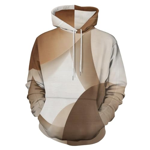 Sweat à capuche imprimé 3D beige pour couple au style géométrie abstraite