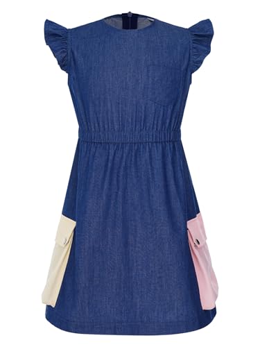Robe en denim enfant fille style chemise boutonnée décontractée