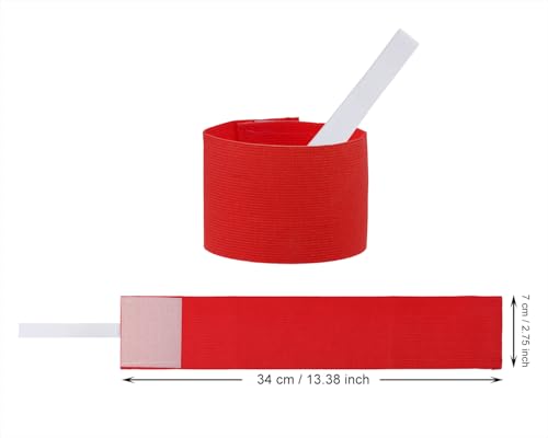 ONLYKXY 2pcs Captain Armbands 7x34cm/2.75x13inch Adjustable Leader Armband Team Sport Armband for Soccer Basketball Volleyball Club Team Competition Coach Players Wrist Arm Bands (Red) - Thumbnail 2