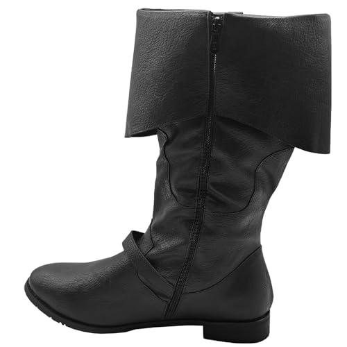 Men's Medieval Boots Renaissance Pirate Costume Faux Leather Boot Halloween Viking Cosplay Shoes4