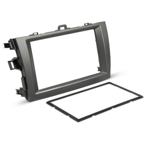 NuIth Grey Double DIN Radio Dash Kits for Toyota Corolla 2009-2013, Double Din Radio Mount Housing Bracket Installation Trim Bezel Kit Installation Aftermarket Stereo (Dash Kit)