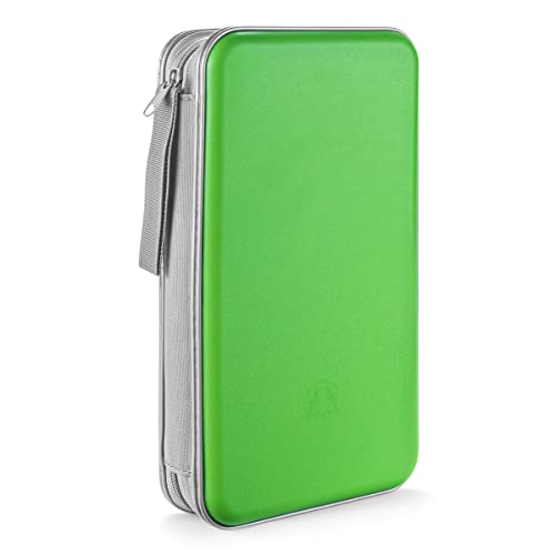 LIOVODE Bolsa de armazenamento de CD, suporte de CD com capacidade de 96, organizador de armazenamento de plástico rígido para carro (capacidade 96, verde)