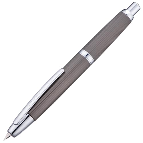 Image of Jinhao 10 Press Fountain Pen with Box, Brushed Matte Grey, Retractable Extra Fine Nib with Ink Converter Set (Silver Clip)