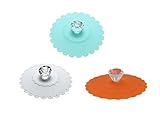 AKOAK 3 PCS New Cute Anti-dust Silicone Acrylic Diamond Glass Cup Cover Coffee Mug Suction Seal Lid Cap,Light Blue,White and Orange