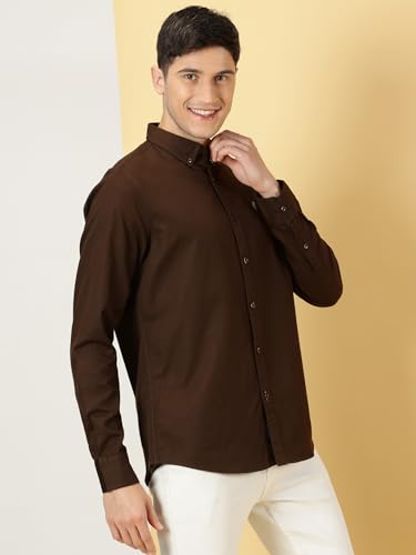 Image of Thomas Scott Men's Cricket Club Collection Classic Regular Fit Twill Shirt | 100% Cotton Long Sleeve Solid Shirt with Button Down Collar (Available in Plus Size)