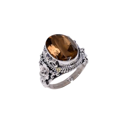 Handmade Black Rutile Quartz Ring for Women in 925 Sterling Silver, Oval Gemstone Statement Ring, Boho Healing Jewelry,anniversary gift silver ring
