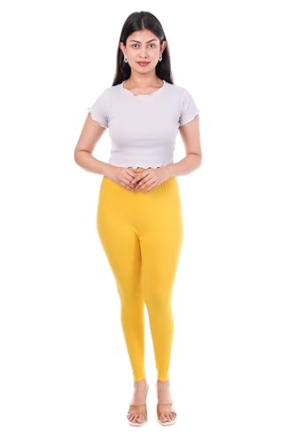 Image of TPF Women Solid Cotton Lycra Stretchable Leggings | Comfortable Ankle-Length Slim Fit Leggings for Women & Girls | Soft, Breathable Wear Bottoms